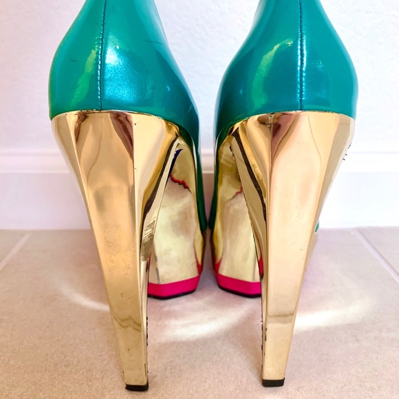 Brian Atwood Green Pink Gold New Leonida Pumps - Picture 3 of 8